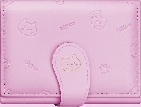 Cute Wallets for Women, Small Women Wallet PU Leather Bifold Card Holder ID Window Purse for Women Girls (Pink) in Kuwait