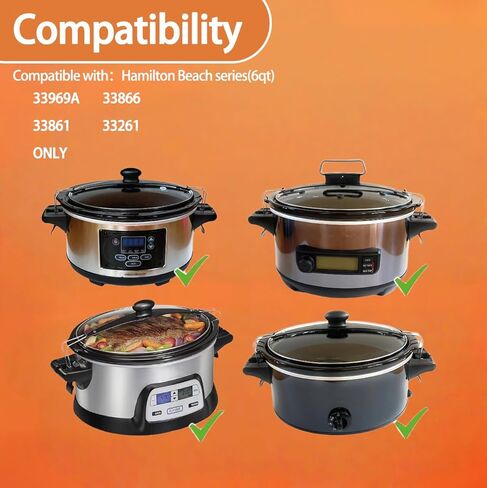 Oval Slow Cooker Lid with Sealing Ring and Clips Compatible for Hamilton Beach 6Qt Slow Cooker 33969，33866,33861 in Saudi Arabia