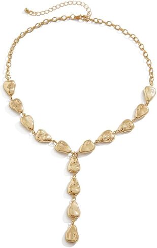 Gold Baroque Teardrop Pendant Necklace for Women Irregular Geometric Waterdrop Choker Necklace Adjustable Y Lariat Necklace Vintage Jewelry Presents in Kuwait