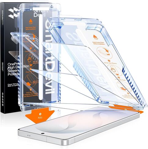 SMARTDEVIL [3 Pack for Samsung Galaxy S25 Screen Protector, Finger Print Reader Compatible, Fast & Easy Installation, Clear 9H Tempered Glass Film, Alignment Frame [Dust-Free & Bubble-Free] in Saudi Arabia