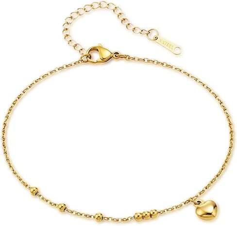 سوار كاحل ذهبي مقاوم للماء للنساء، خلخال مجوهرات للقدم مصنوع من التيتانيوم والفولاذ المقاوم للصدأ مطلي بالذهب عيار 14 قيراط للنساء in Kuwait