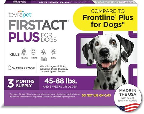 FirstAct Plus Flea Treatment for Dogs, Large Dogs 45-88 lbs, 6 Doses, Same Active Ingredients as Frontline Plus Flea and Tick Prevention for Dogs in Kuwait