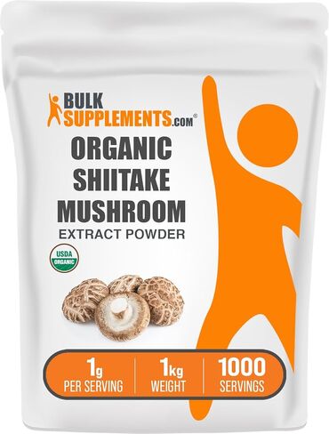 BulkSupplements.com Shiitake Mushroom Extract Powder - Shiitake Mushroom Supplement, Shiitake Mushroom Powder - Gluten Free, 1000mg per Serving, 250g (8.8 oz) (Pack of 1) in Kuwait