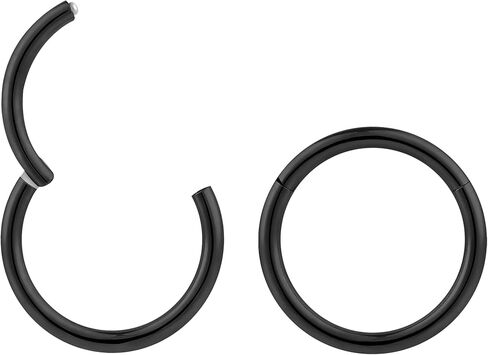 365 SLEEPERS 2PCS 16G Surgical Steel 6mm - 16mm Hinged Hoop Segment Septum Cartilage Helix Tragus Nose Lip Ear Ring Eyebrow Sleeper Earrings in Kuwait