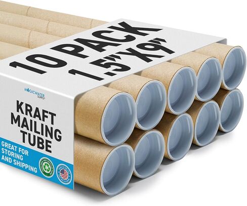 MagicWater Supply Mailing Tube - 1.5 in x 9 in - Kraft - 4 Pack - for Shipping and Storage of Posters, Arts, Crafts, and Documents in Kuwait