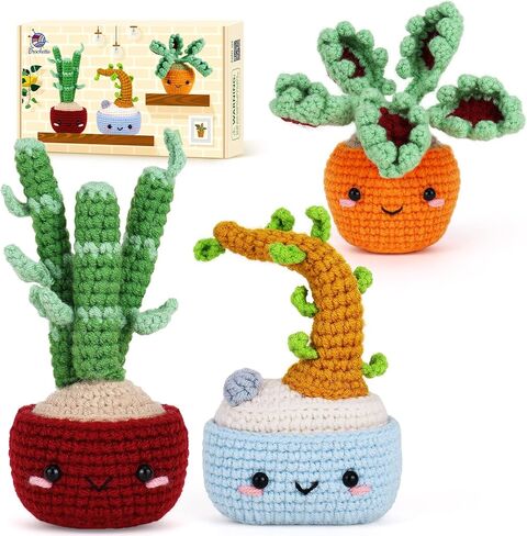 Crochetta Crochet Kit for Beginners, Beginner Crochet Kits for Adults with Step-by-Step Video Tutorials, DIY Knitting & Crocheting Craft Hobbies Supplies, Money Tree Amigurumi(40%+ Yarn) in Kuwait
