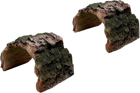 2 Pack Betta Log Resin Hollow Tree Trunk Ornament, Aquarium Hideout Reptile Cave Ornament Terrarium Fish Tank Decoration for Fish Shrimp or Small Reptile Turtle Tarantula in Kuwait