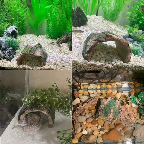 2 Pack Betta Log Resin Hollow Tree Trunk Ornament, Aquarium Hideout Reptile Cave Ornament Terrarium Fish Tank Decoration for Fish Shrimp or Small Reptile Turtle Tarantula in Kuwait