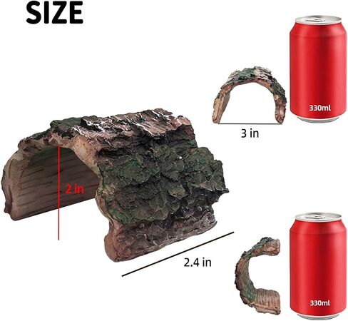 2 Pack Betta Log Resin Hollow Tree Trunk Ornament, Aquarium Hideout Reptile Cave Ornament Terrarium Fish Tank Decoration for Fish Shrimp or Small Reptile Turtle Tarantula in Kuwait