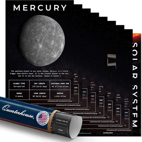 Quarterhouse Solar System and Outer Space Poster Set, Science Classroom Learning Materials for K-12 Students and Teachers, Set of 9, 12 x 18 Inches, Extra Durable in Saudi Arabia
