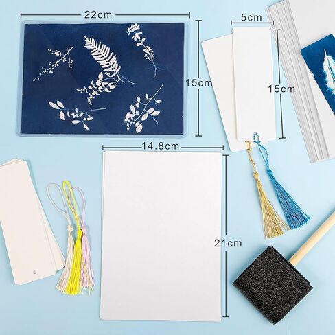 Cyanotype Kit Include 2 Component Sensitizer Set, 40 Sheets A5 Paper Brush Tools and Instructions Sun Print Nature Printing Kit for Photographic Blueprints DIY Arts Crafts Projects in Kuwait