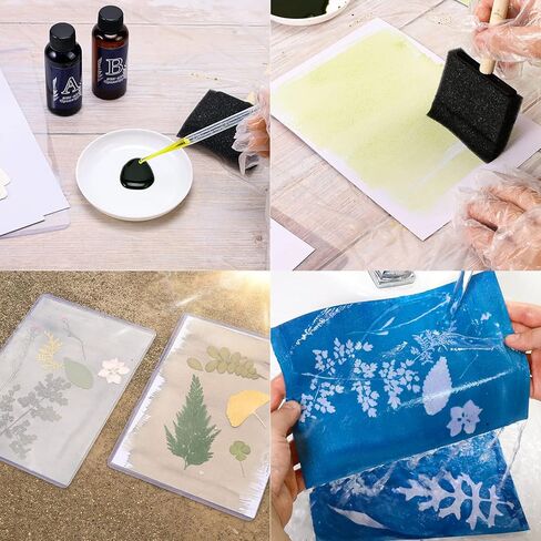 Cyanotype Kit Include 2 Component Sensitizer Set, 40 Sheets A5 Paper Brush Tools and Instructions Sun Print Nature Printing Kit for Photographic Blueprints DIY Arts Crafts Projects in Kuwait