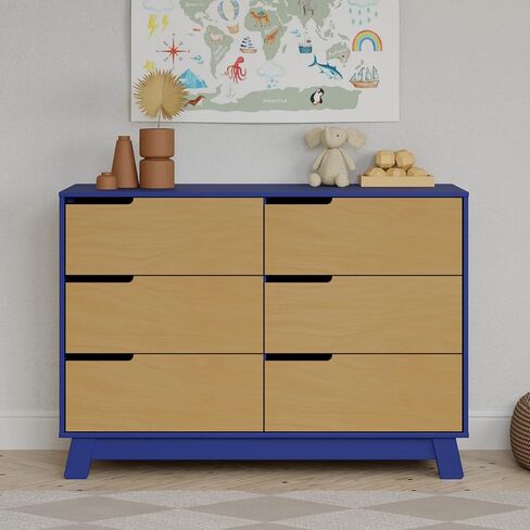 Babyletto Hudson 6-Drawer Assembled Double Dresser in Washed Natural and White, Greenguard Gold Certified in Saudi Arabia