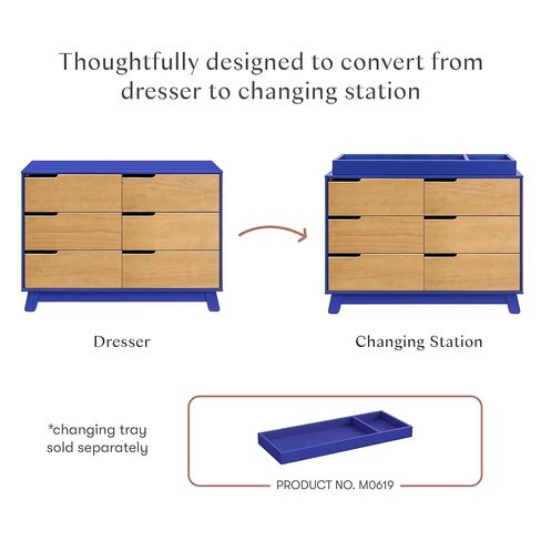 Babyletto Hudson 6-Drawer Assembled Double Dresser in Washed Natural and White, Greenguard Gold Certified in Saudi Arabia