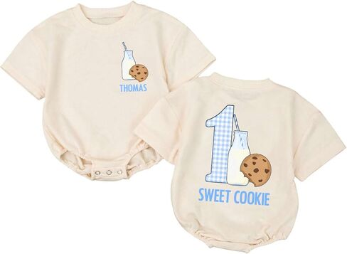 Custom One Sweet Boy Cookie Birthday Sweater Romper, First Birthday Outfit Boy, 1st Birthday Outfit Boy, Baby Boy First Birthday Outfit, First Birthday Gifts For Boys, Gifts For One Year Old Boy in Kuwait