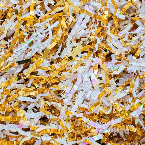 Uptotop 5oz Crinkle Cut Paper Shred Filler for Gift Wrapping Basket Filling, Birthday, Christmas, Thanksgiving, Wedding, Mother's Day (Diamond White) in Kuwait