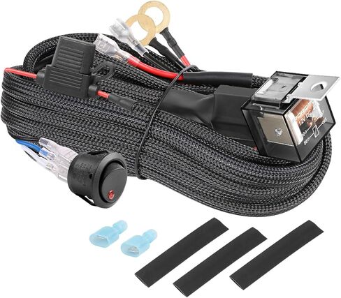 شريط الضوء الأسلاك تسخير ث / 5 دبوس الروك التبديل 300W 12V 30A الصمامات 40A التتابع العالمي النايلون 2 الرصاص الأسلاك تسخير عدة للعمل ضوء على الطرق الوعرة القيادة أضواء الضباب لشاحنات القوارب ATV UTV in Kuwait