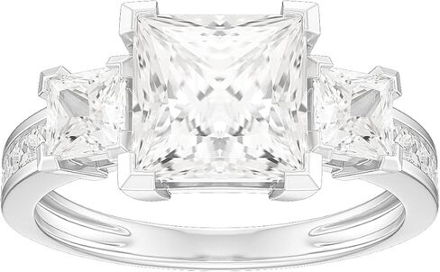 10K White Gold Three Stones All Princess Cut Simulated Diamond or Genuine Moissanite Engagement Ring 2CT Main Stone in Kuwait