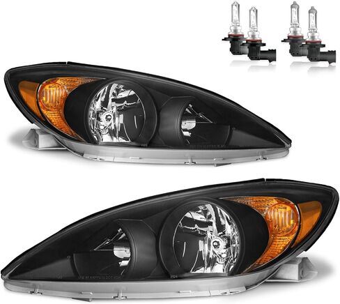 Headlights Assembly for 2002 2003 2004 Toyota Camry, Clear Lens Chrome Housing, Amber Reflector Headlamp Replacement L+R in Kuwait