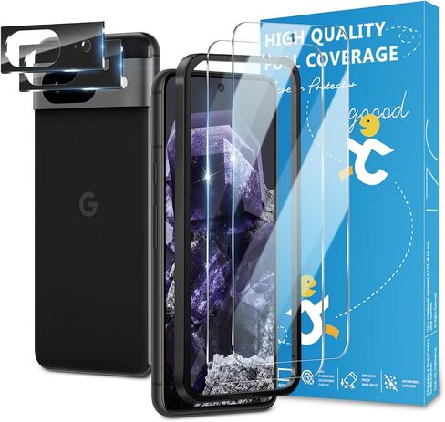 JZG High-end 2+2+1 Pack for Google Pixel 8 Screen Protector ، 2*Screen Protector+2*Camera Lens Protector ، 9H Hardness ، Militar Grade Shatterproof ، HD Glass in Saudi Arabia