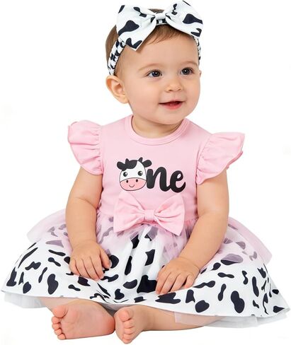 LATOBREATH Baby Girl 1st Birthday One Year Old Romper Outfits Photo Shoot Clothes+Headband in Kuwait