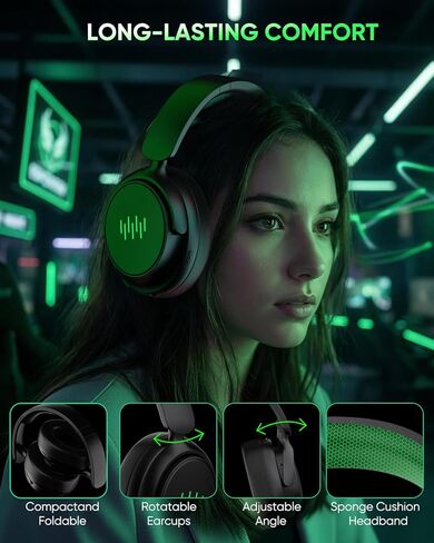 سماعة ألعاب Inga اللاسلكية لـ Xbox Series X | S ، Xbox One ، PS5/4 ، MAC ، Nintendo Switch ، رصيد اللعبة/الدردشة ، بلوتوث ، تصميم قابل للطي للمنزل ، السفر （Jetblack） in Kuwait