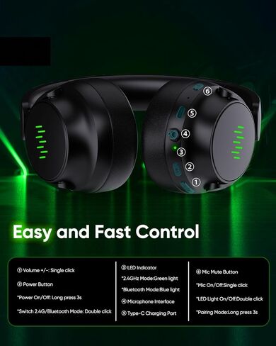 سماعة ألعاب Inga اللاسلكية لـ Xbox Series X | S ، Xbox One ، PS5/4 ، MAC ، Nintendo Switch ، رصيد اللعبة/الدردشة ، بلوتوث ، تصميم قابل للطي للمنزل ، السفر （Jetblack） in Kuwait