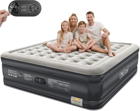 OhGeni Twin Air Mattress with Built in Pump for Guest, 18" Tall Inflatable Blow Up Air Bed with Carrying Bag for Camping, Raised Elevated High Airbed,Light Brown in Kuwait