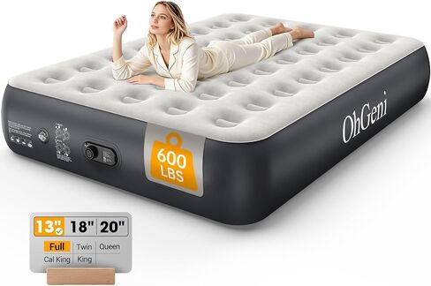 OhGeni Twin Air Mattress with Built in Pump for Guest, 18" Tall Inflatable Blow Up Air Bed with Carrying Bag for Camping, Raised Elevated High Airbed,Light Brown in Kuwait