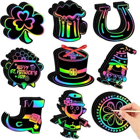 FEBSNOW 48 PCS Ramadan Crafts for Kids, Magic Rainbow Scratch Art Paper Cards for Kids Ramadan Gifts Eid School Classroom Activities Project Ramadan Eid Party Favors Hanging Ornaments in Kuwait