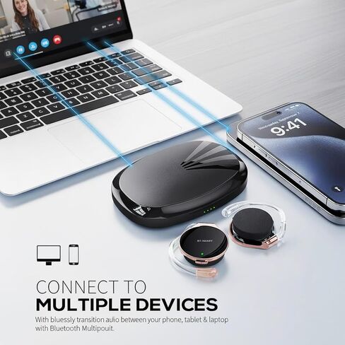 مفتوح أذن سماعات رأس Bluetooth مع Earhook فوق سماعات أذن سماعات الرأس اللاسلكية على سماعات الأذن على سماعات الأذن مع الميكروفون (Rose Gold Black) in Kuwait