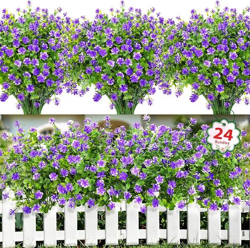 Ouddy Decor 16 Bundles Artificial Flowers for Outdoors Fake Plastic Plants Faux Shrubs Greenery Wheat Grass UV Resistant for Spring Summer Garden Patio Window Box Office Table Kitchen Home Decoration in Kuwait