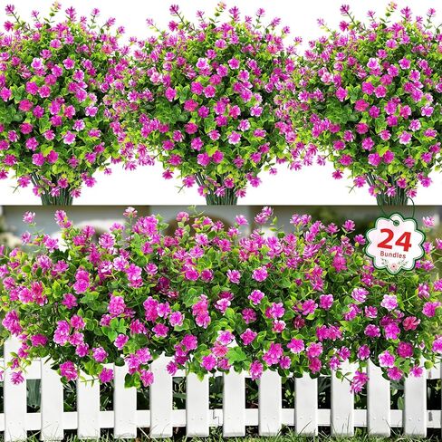 Ouddy Decor 16 Bundles Artificial Flowers for Outdoors Fake Plastic Plants Faux Shrubs Greenery Wheat Grass UV Resistant for Spring Summer Garden Patio Window Box Office Table Kitchen Home Decoration in Kuwait