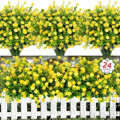 Ouddy Decor 16 Bundles Artificial Flowers for Outdoors Fake Plastic Plants Faux Shrubs Greenery Wheat Grass UV Resistant for Spring Summer Garden Patio Window Box Office Table Kitchen Home Decoration in Kuwait