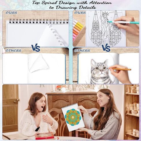 2 Pack Adult Coloring Books, 8.3×11.7in Exquisite Pattern Coloring &Activity Book for Relaxation, Spiral Bound Coloring Book for Adults, Ideal for DIY, Mindfulness Relaxation Gifts in Kuwait