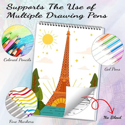 2 Pack Adult Coloring Books, 8.3×11.7in Exquisite Pattern Coloring &Activity Book for Relaxation, Spiral Bound Coloring Book for Adults, Ideal for DIY, Mindfulness Relaxation Gifts in Kuwait