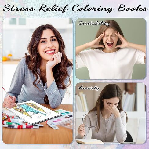 2 Pack Adult Coloring Books, 8.3×11.7in Exquisite Pattern Coloring &Activity Book for Relaxation, Spiral Bound Coloring Book for Adults, Ideal for DIY, Mindfulness Relaxation Gifts in Kuwait