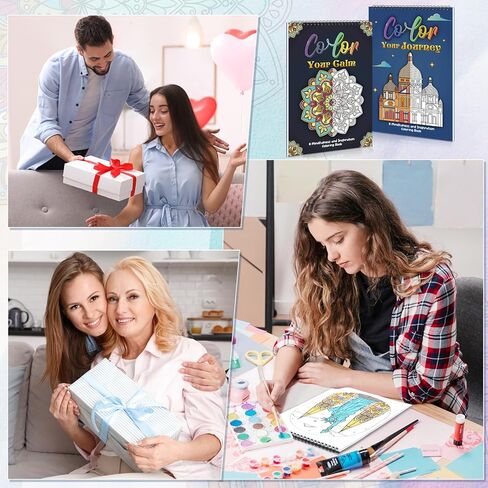 2 Pack Adult Coloring Books, 8.3×11.7in Exquisite Pattern Coloring &Activity Book for Relaxation, Spiral Bound Coloring Book for Adults, Ideal for DIY, Mindfulness Relaxation Gifts in Kuwait