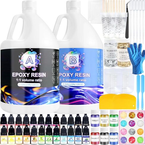 Epoxy Resin 1.1 Gallon Kit, Clear Resin Epoxy, Resin Kit - High-Gloss, No Bubbles, Not Yellowing, Self-Leveling Art Resin Casting Resin for DIY Art,Crafts,Jewelry,Table Top,Wood & Resin Molds in Kuwait