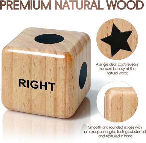 مجموعة ألعاب النرد المركزية اليسرى واليمنى 55 قطعة، تتضمن 6 نردات خشبية مقاس 1 بوصة و48 قطعة من الرقائق، مع حقيبة برباط، سهلة التخزين والحمل، مريحة للسفر in Kuwait