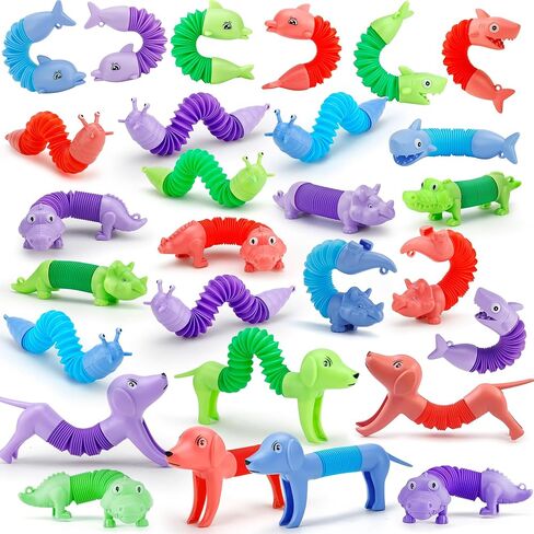 20Pcs Animal Pop Tubes Fidget Toys,Party Favors, Carnival Prizes, Easter Basket Stuffers, Birthday Gifts for Kids, Stress Relief Sensory Toys for Kids 3-8, Piñata Stuffers, Autism Toys in Kuwait