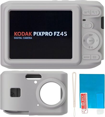 علبة السيليكون للكاميرا الرقمية Kodak Pixpro FZ45 مع واقي الشاشة والحبل لملحقات Kodak Pixpro FZ45- (روز رمادي) in Kuwait