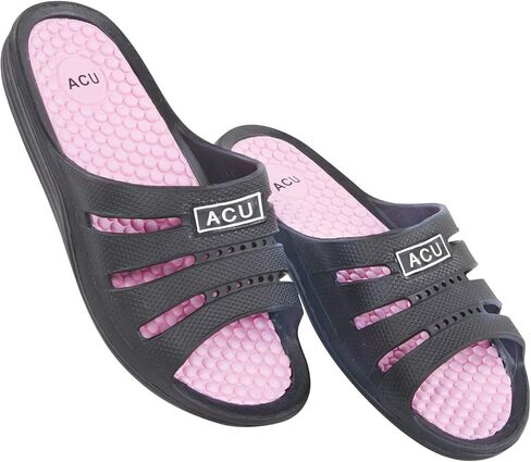 شرائح الراحة التدليك ، انزلاق مقاوم للماء على الصنادل ، المرأة ، الحجم 5 أسود/وردي in Kuwait