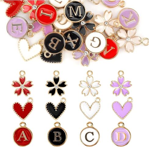 112PCS Letter Charms for Jewelry Making Charm for Bracelet Initial Charms Alphabet Charms for Necklace Bracelet Jewelry Making Flower Love Charms in Kuwait