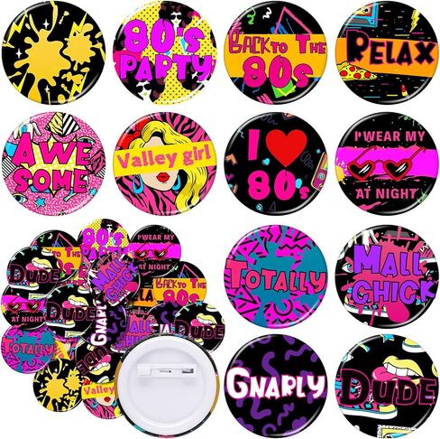 48 قطعة من Jutom 80s Party Favors 80's Buttons Pins Badges 1980's Theme Accessories دبوس طية صدر السترة لحقائب الملابس وحقائب الظهر والقبعات الجينز 12 نمطًا in Saudi Arabia
