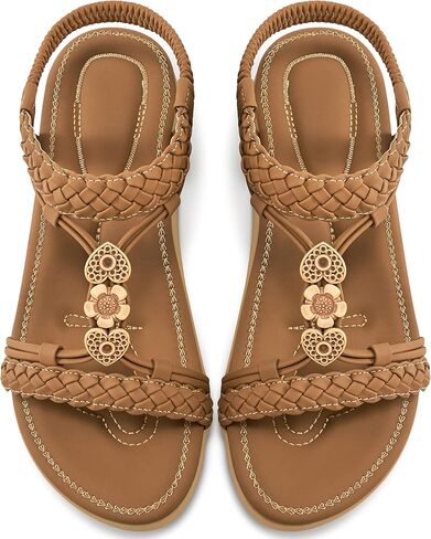 Ablanczoom Womens Sandals Flat Shoes: Comfortable Dressy Ankle Strap Bohemian Summer Sandals for Casual Beach Walking in Kuwait