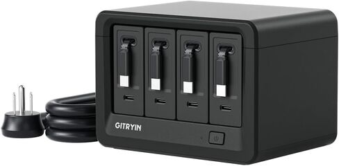 محطة شحن سطح المكتب 10 في 1 مع شاحنات جدار من النوع-C القابلة للسحب ، شريط الطاقة 40W USB-C ، محطة شحن موسع سدادة مسطحة مع حماية من الطفرة 1020J لمكتب المنزل in Kuwait