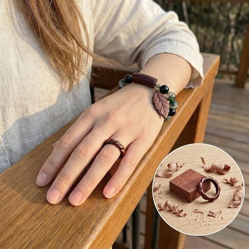 PAGOW 8 قطع من الفراغات الخشبية الدائرية، حلقات فارغة من الخشب مع 8 أنسجة خشبية طبيعية مختلفة، مواد حلقة خشبية لصنع خاتم المجوهرات الخشبية DIY الراتنج الخشبي، 3x3x1 سم in Kuwait