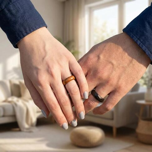 PAGOW 8 قطع من الفراغات الخشبية الدائرية، حلقات فارغة من الخشب مع 8 أنسجة خشبية طبيعية مختلفة، مواد حلقة خشبية لصنع خاتم المجوهرات الخشبية DIY الراتنج الخشبي، 3x3x1 سم in Kuwait