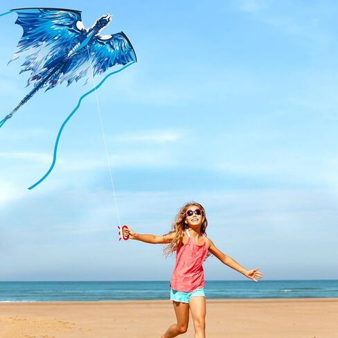 طائرات ورقية كبيرة من الأخطبوط - طائرات ورقية للشاطئ للبالغين والأطفال في الحديقة والأنشطة الخارجية، طائرة ورقية سهلة الطيران (أحمر) in Kuwait